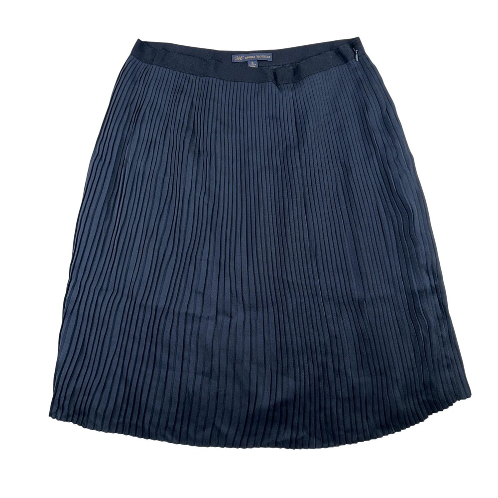 Brooks Brothers Skirt Womens 6 Navy Pleated Knee Length Lined 346 Workwear